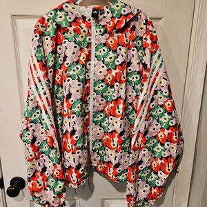 Adidas x Marimekko White Multicolor Long Sleeve Windbreaker Hooded Jacket Sz 2XL